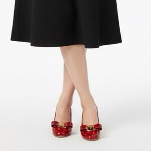 Salvatore Ferragamo Vara Blocked Red Patent Leather Heels